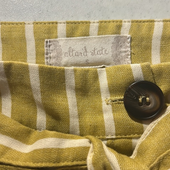 Altar’d State A-Line Button Front Skirt, S, Stripes, Mustard Yellow/Green, Bow - Picture 7 of 9